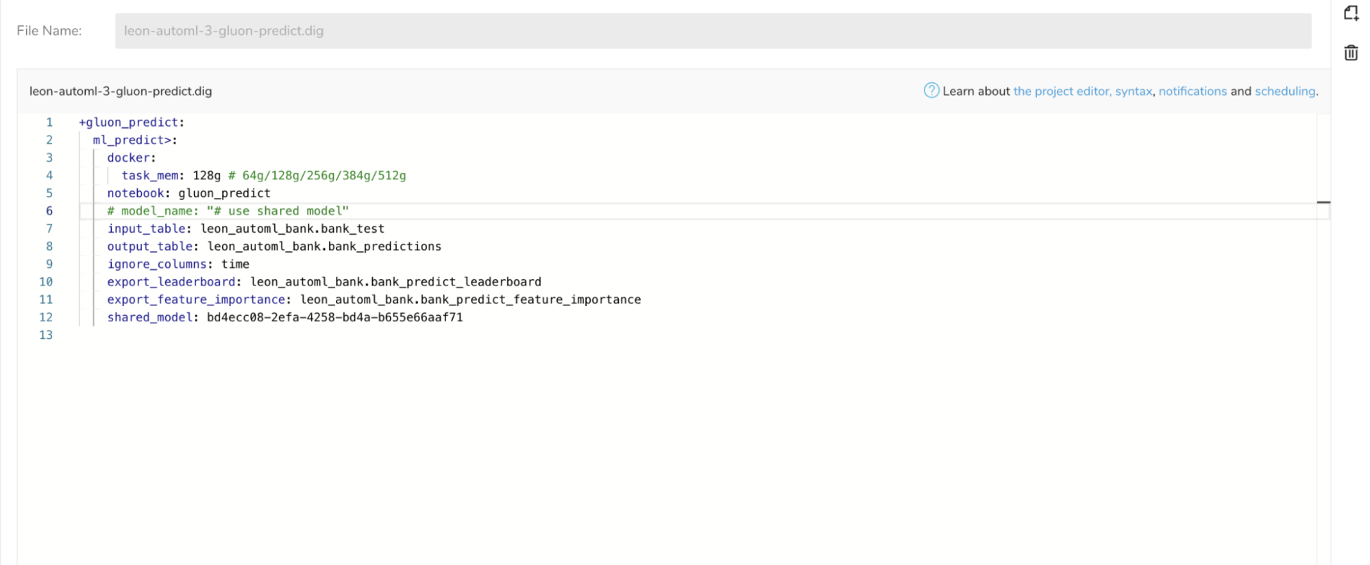 Editing workflow removing model_name parameter