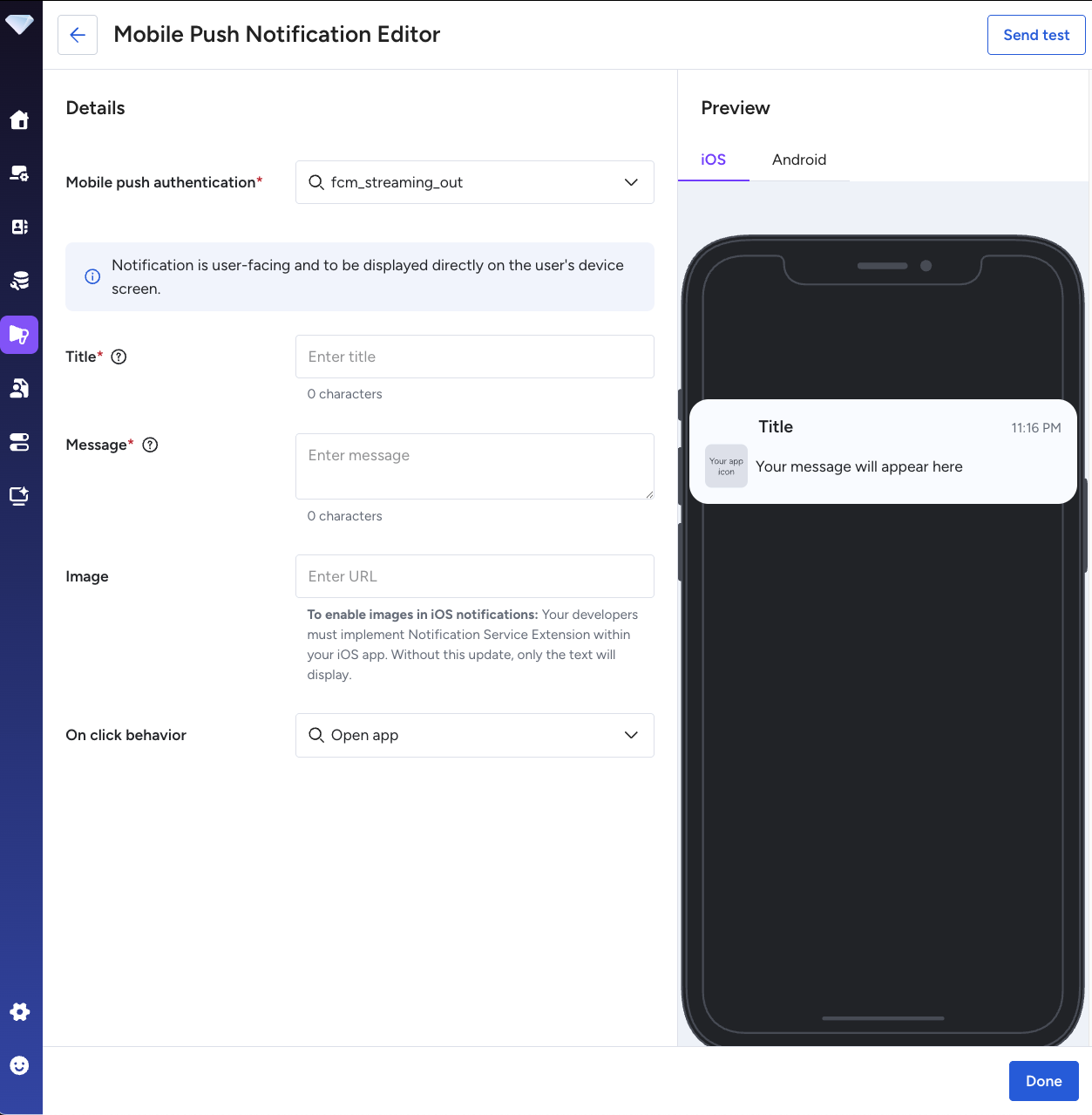 Mobile Push Notification Editor